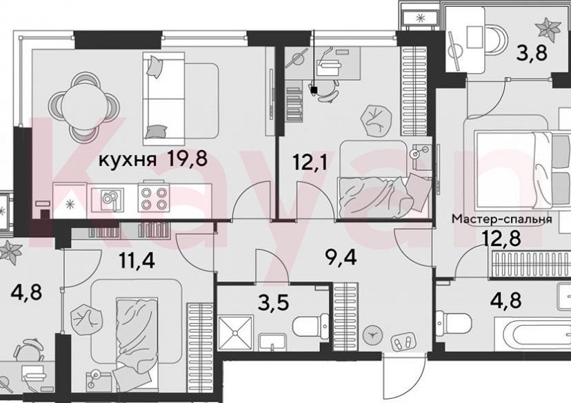 Продажа 4-комн. квартиры, 73.8 кв.м фото 0