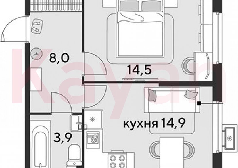 Продажа 1-комн. квартиры, 41.3 кв.м фото 0