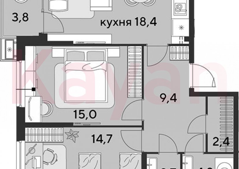 Продажа 3-комн. квартиры, 66.8 кв.м фото 0