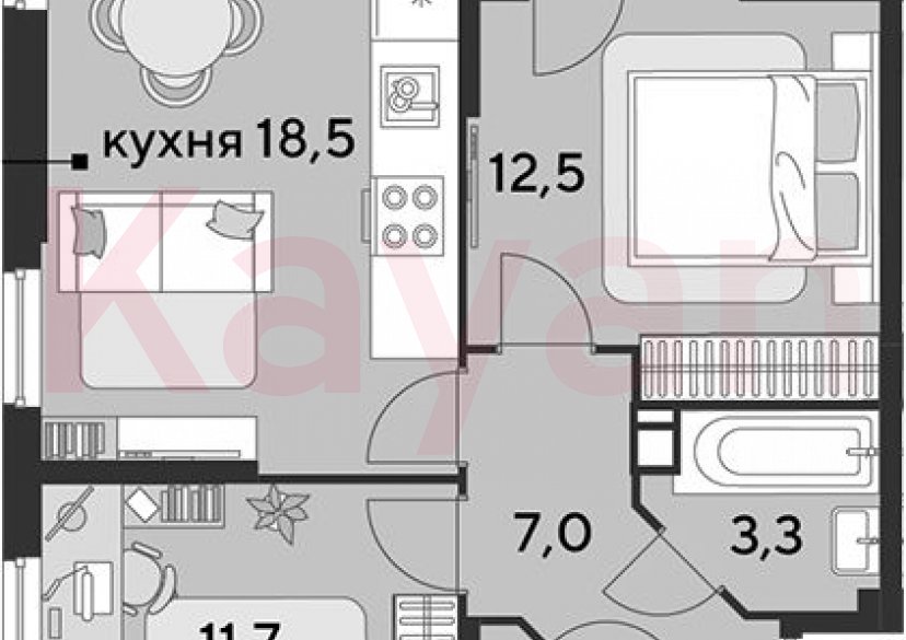 Продажа 3-комн. квартиры, 54.7 кв.м фото 0