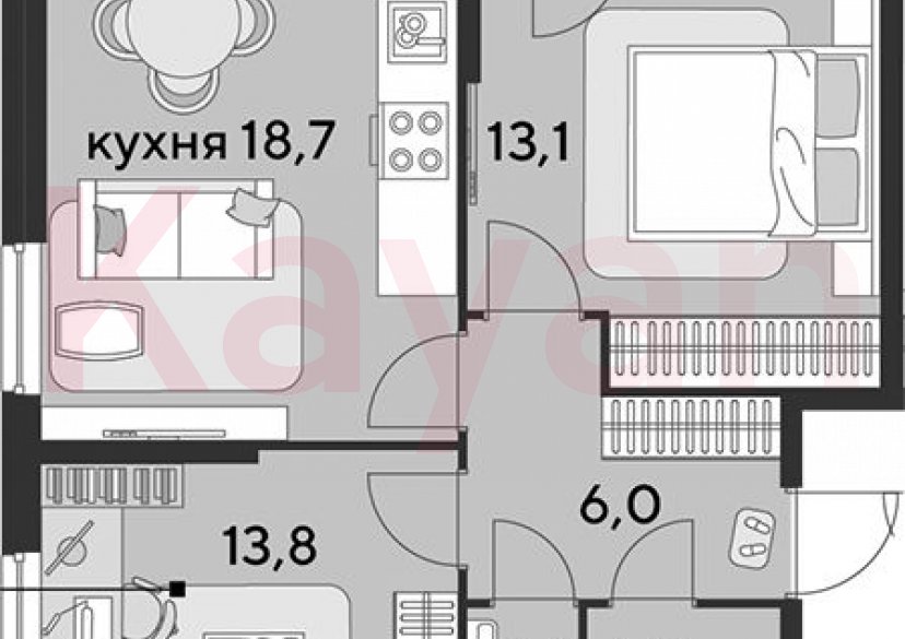 Продажа 3-комн. квартиры, 57.6 кв.м фото 0