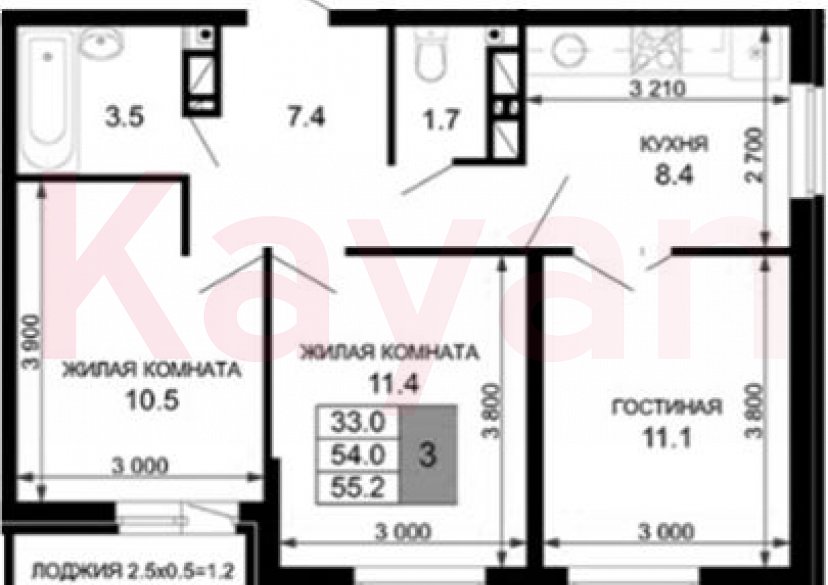 Продажа 3-комн. квартиры, 54 кв.м фото 0