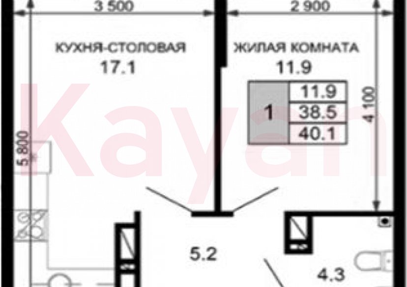 Продажа 1-комн. квартиры, 38.5 кв.м фото 0