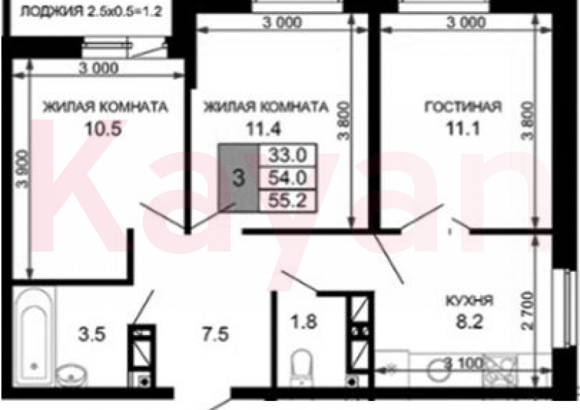 Продажа 3-комн. квартиры, 54 кв.м фото 0