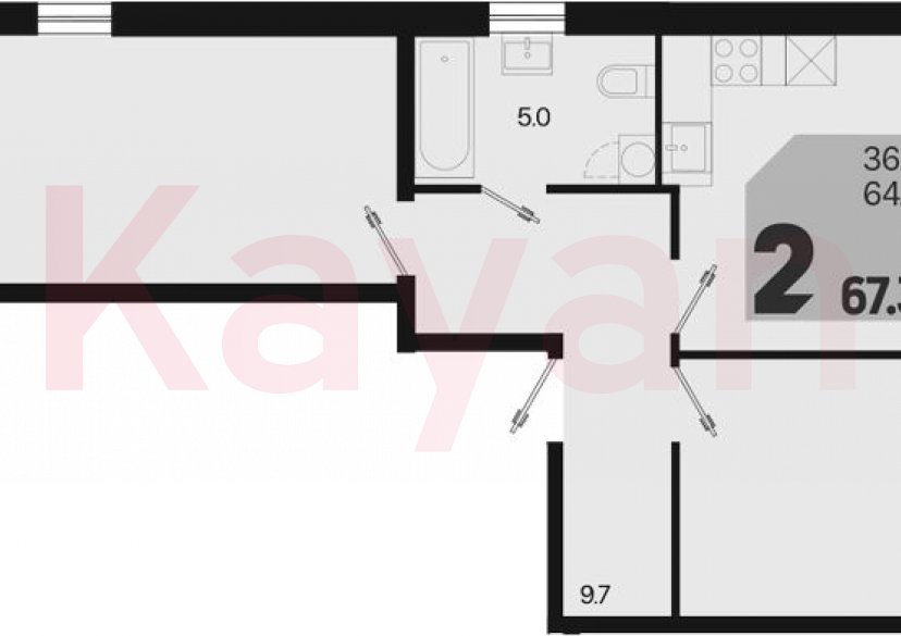 Продажа 2-комн. квартиры, 64.9 кв.м фото 0