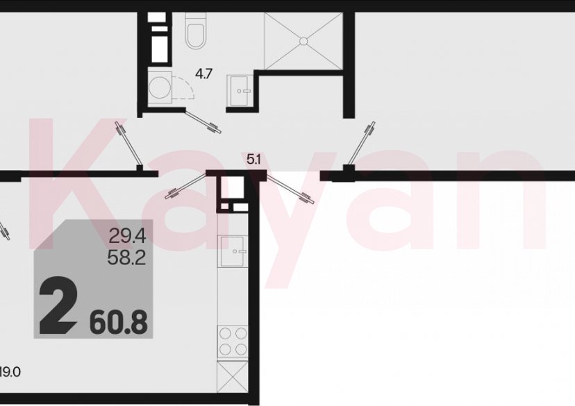 Продажа 3-комн. квартиры, 58.2 кв.м фото 0