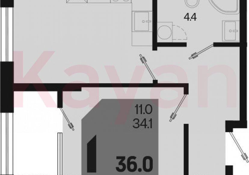 Продажа 1-комн. квартиры, 34.1 кв.м фото 0