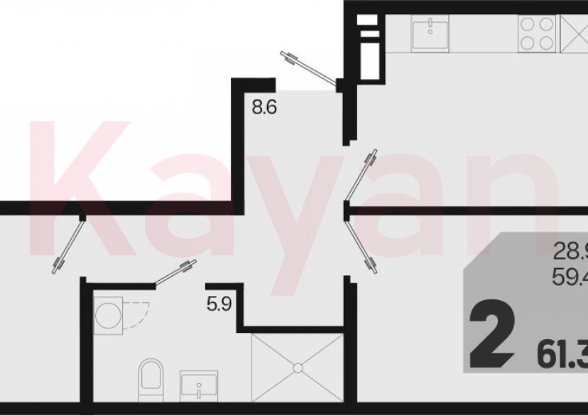 Продажа 3-комн. квартиры, 59.4 кв.м фото 0