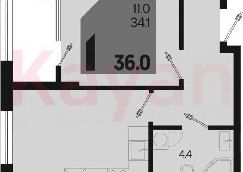 Продажа 1-комн. квартиры, 34.1 кв.м фото 0