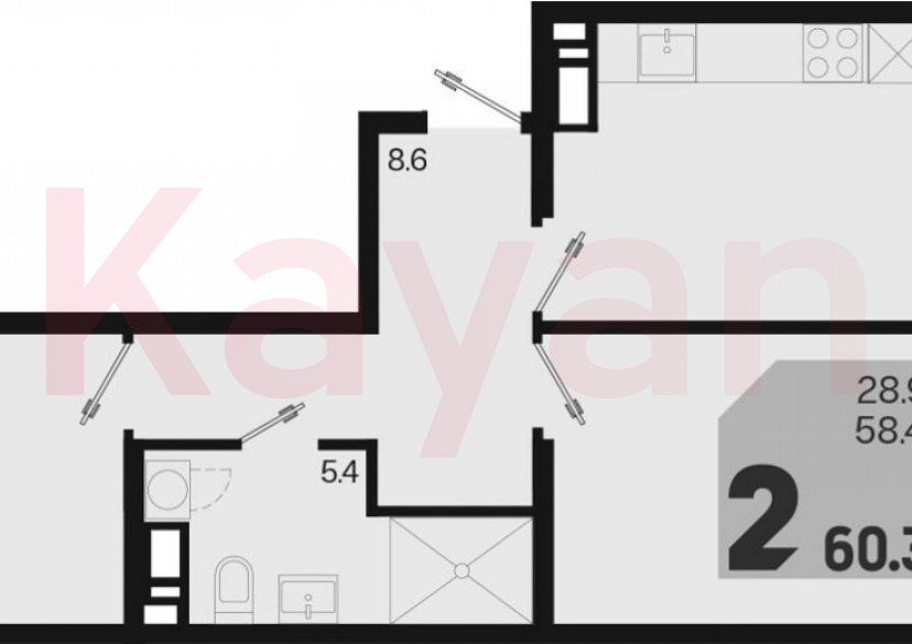 Продажа 3-комн. квартиры, 58.4 кв.м фото 0