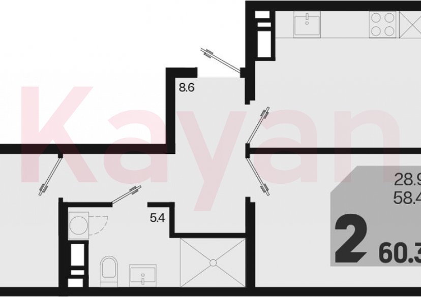 Продажа 3-комн. квартиры, 58.4 кв.м фото 0