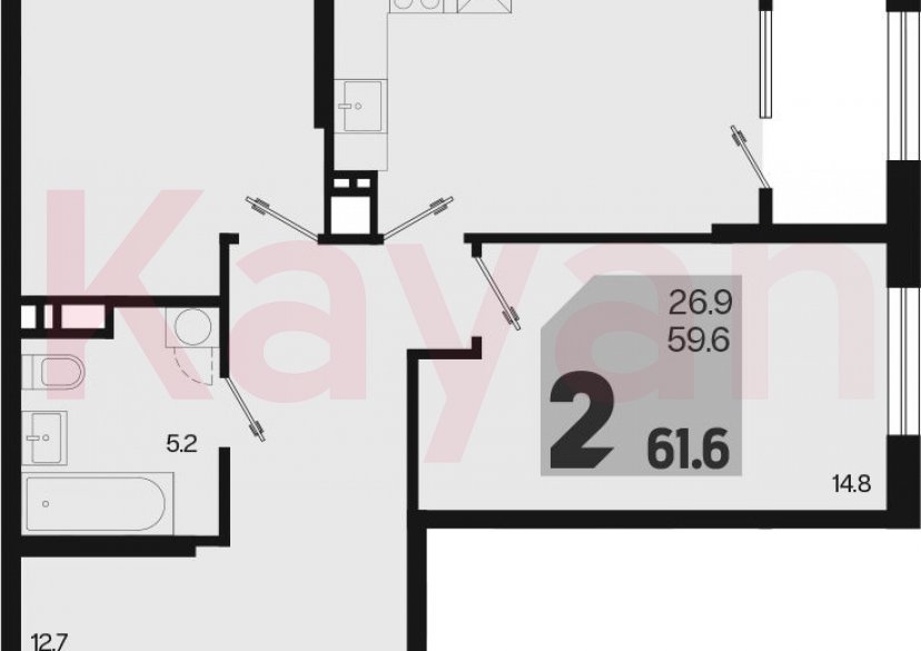 Продажа 2-комн. квартиры, 59.6 кв.м фото 0