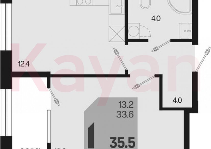 Продажа 1-комн. квартиры, 33.6 кв.м фото 0