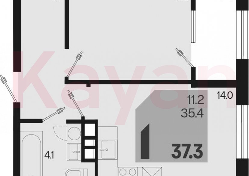 Продажа 1-комн. квартиры, 35.4 кв.м фото 0