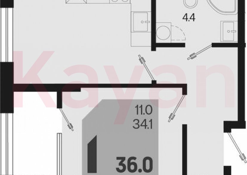 Продажа 1-комн. квартиры, 34.1 кв.м фото 0