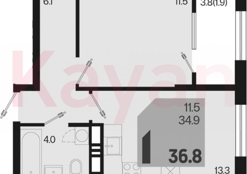 Продажа 1-комн. квартиры, 34.9 кв.м фото 0