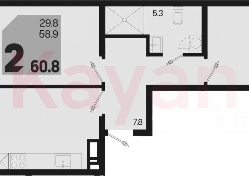 Продажа 3-комн. квартиры, 58.9 кв.м фото 0