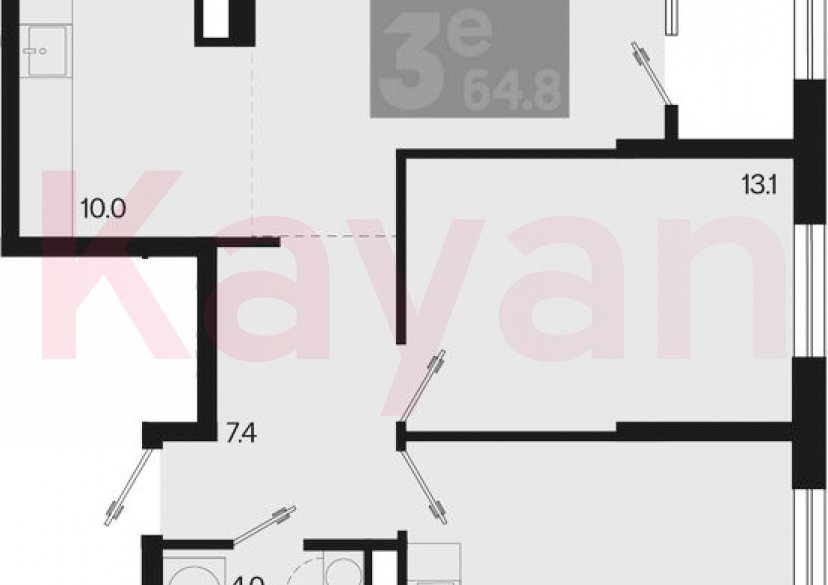 Продажа 3-комн. квартиры, 62.8 кв.м фото 0