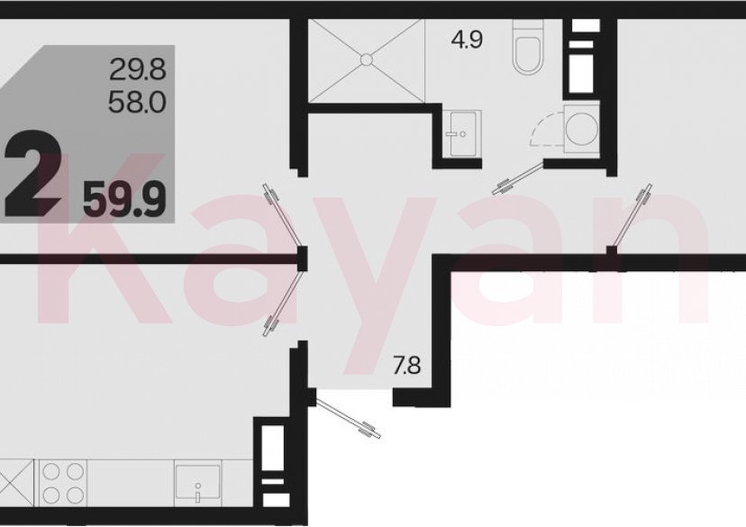 Продажа 3-комн. квартиры, 58 кв.м фото 0