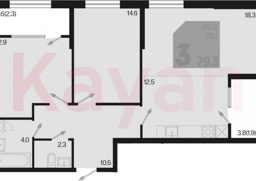 Продажа 3-комн. квартиры, 75.1 кв.м фото 0