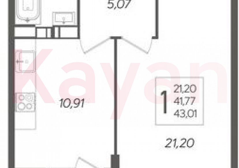 Продажа 1-комн. квартиры, 40.76 кв.м фото 0