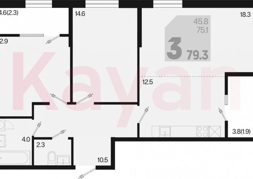 Продажа 3-комн. квартиры, 75.1 кв.м фото 0