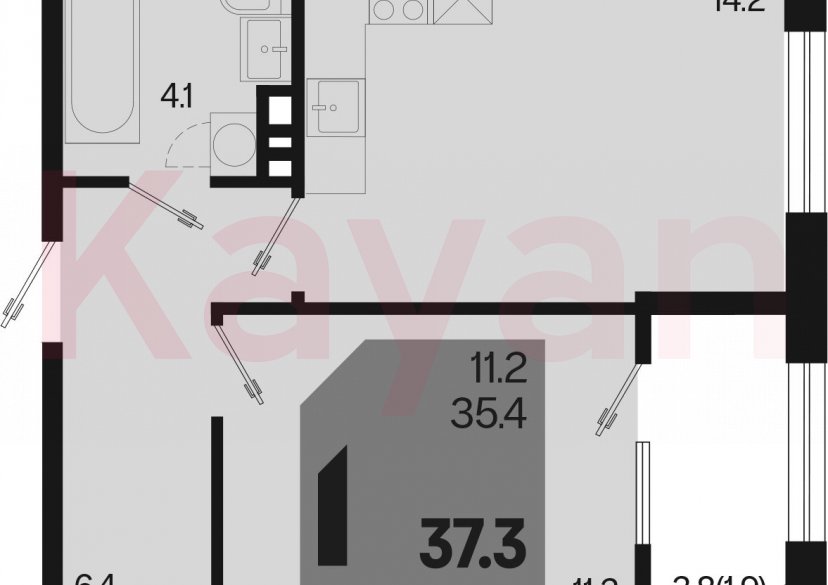 Продажа 1-комн. квартиры, 35.4 кв.м фото 0