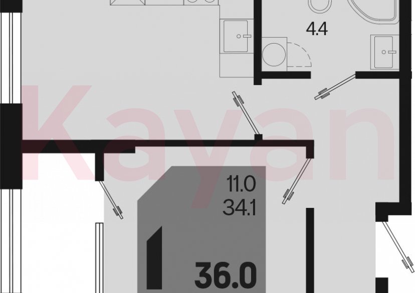 Продажа 1-комн. квартиры, 34.1 кв.м фото 0