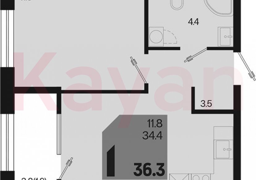 Продажа 1-комн. квартиры, 34.4 кв.м фото 0