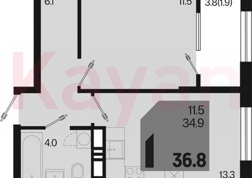 Продажа 1-комн. квартиры, 34.9 кв.м фото 0