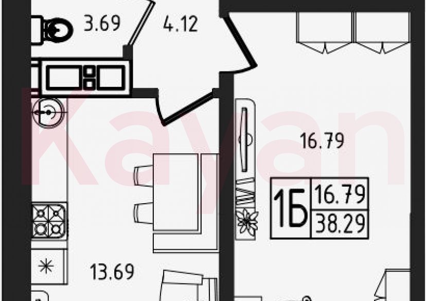 Продажа 1-комн. квартиры, 38.29 кв.м фото 0