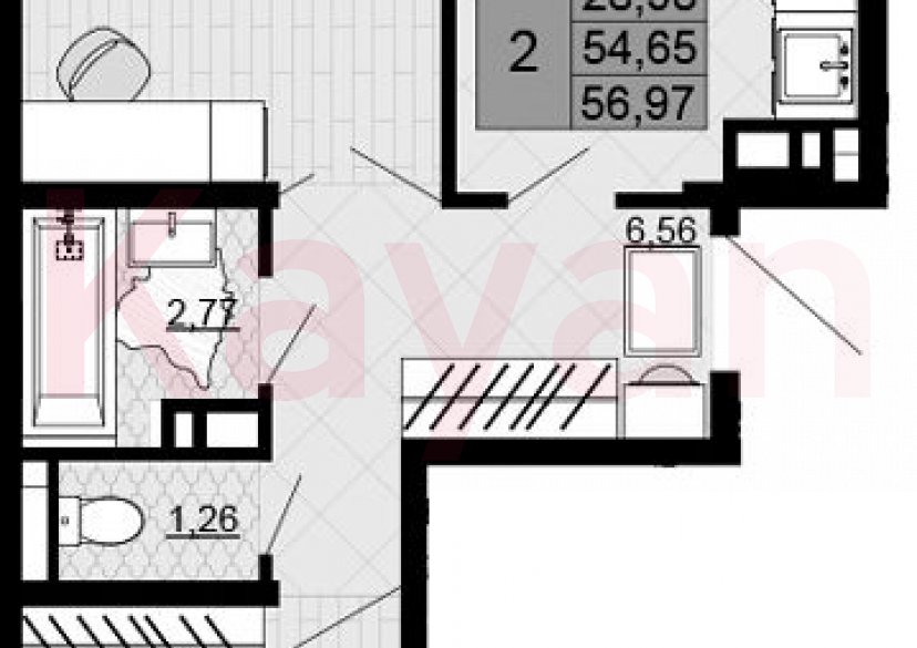 Продажа 2-комн. квартиры, 54.65 кв.м фото 0