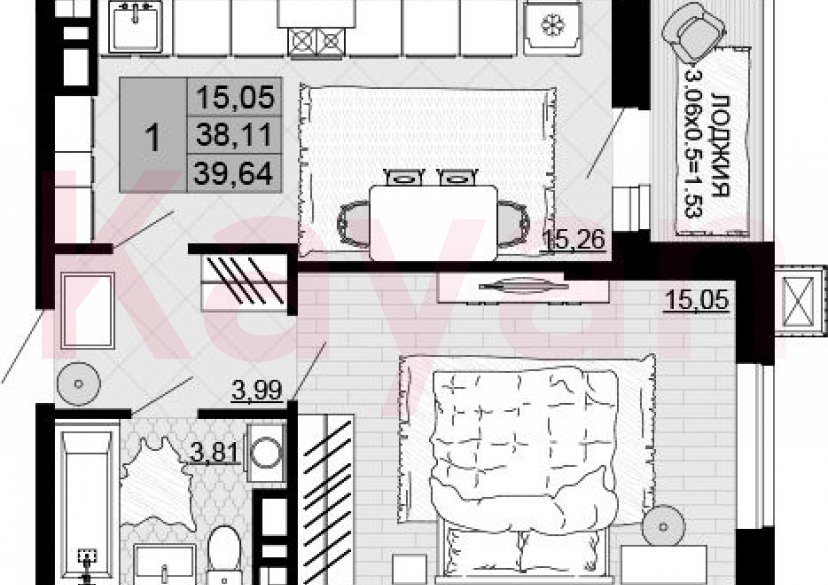 Продажа 1-комн. квартиры, 38.11 кв.м фото 0