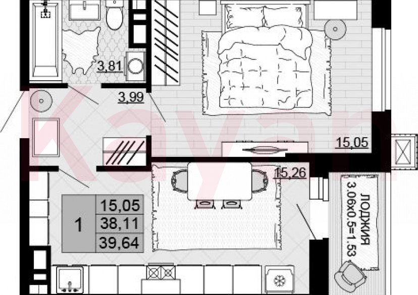 Продажа 1-комн. квартиры, 38.11 кв.м фото 0