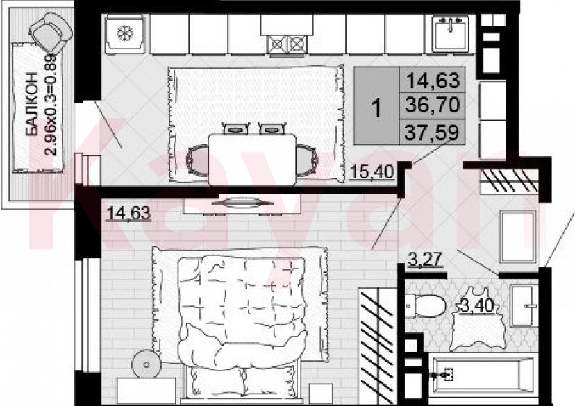 Продажа 1-комн. квартиры, 36.7 кв.м фото 0