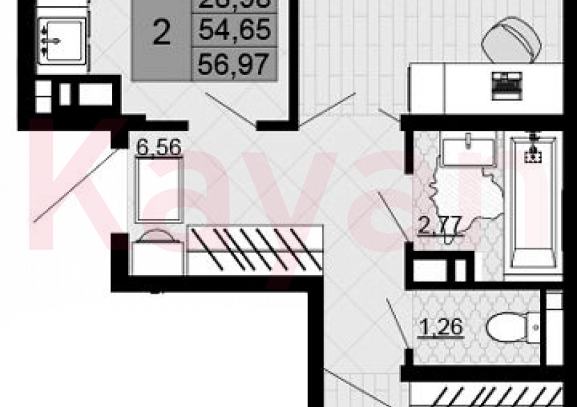 Продажа 2-комн. квартиры, 54.65 кв.м фото 0