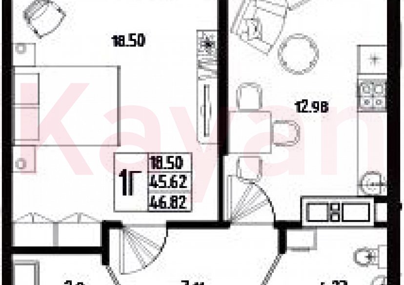 Продажа 1-комн. квартиры, 45.62 кв.м фото 0