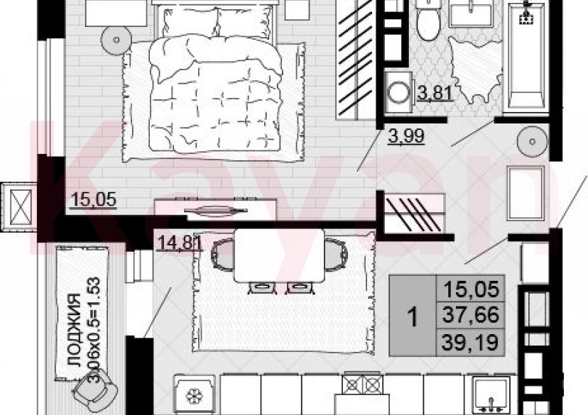 Продажа 1-комн. квартиры, 37.66 кв.м фото 0