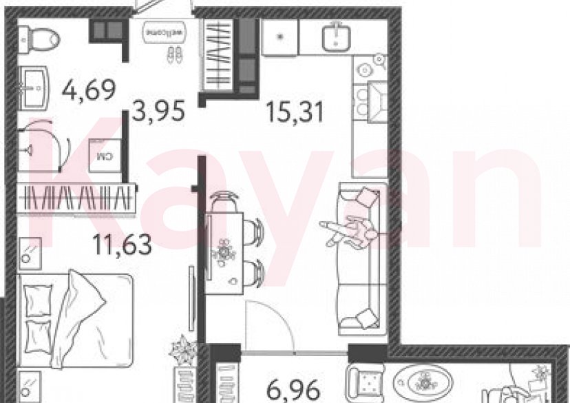 Продажа 2-комн. квартиры, 35.58 кв.м фото 0