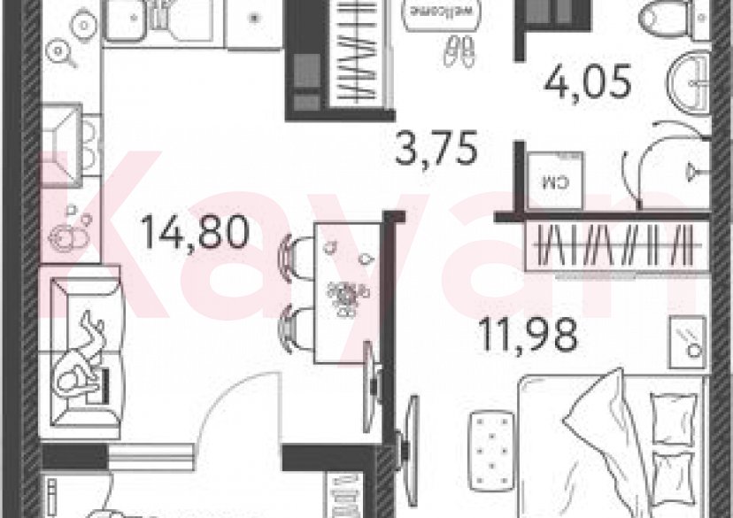 Продажа 2-комн. квартиры, 34.58 кв.м фото 0