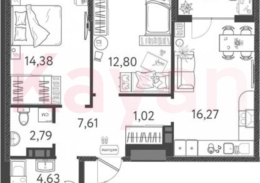 Продажа 3-комн. квартиры, 59.5 кв.м фото 0