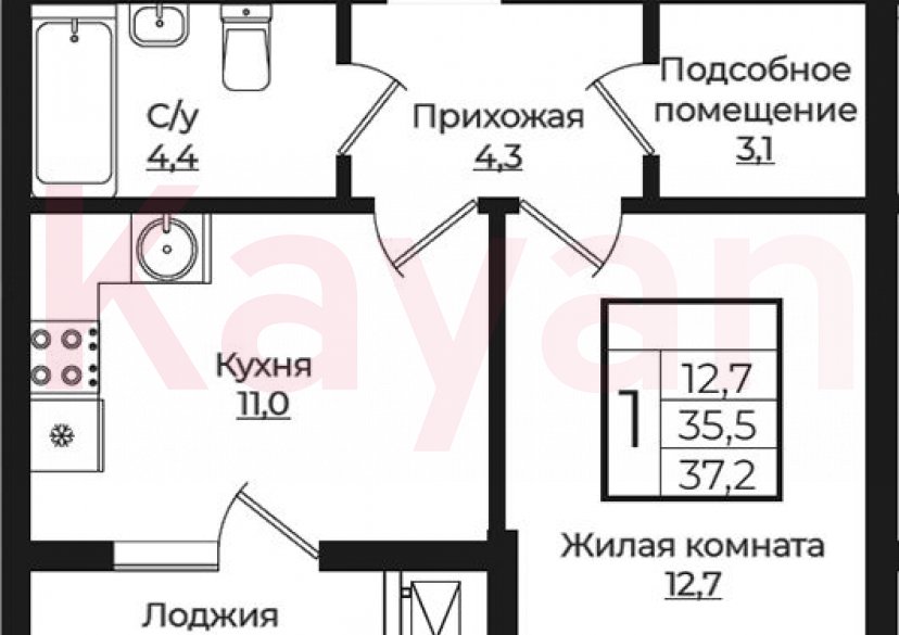 Продажа 1-комн. квартиры, 35.5 кв.м фото 0