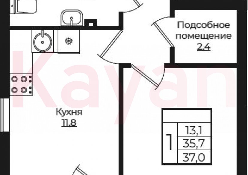 Продажа 1-комн. квартиры, 35.7 кв.м фото 0