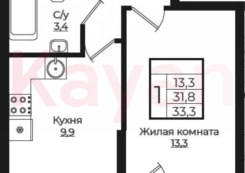 Продажа 1-комн. квартиры, 31.8 кв.м фото 0