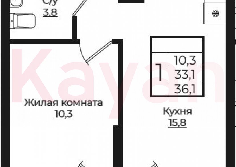 Продажа 2-комн. квартиры, 33.1 кв.м фото 0