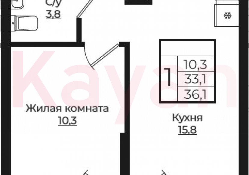 Продажа 2-комн. квартиры, 33.1 кв.м фото 0