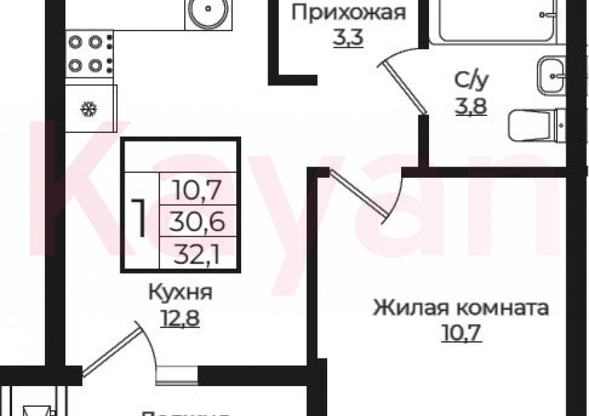 Продажа 1-комн. квартиры, 30.6 кв.м фото 0