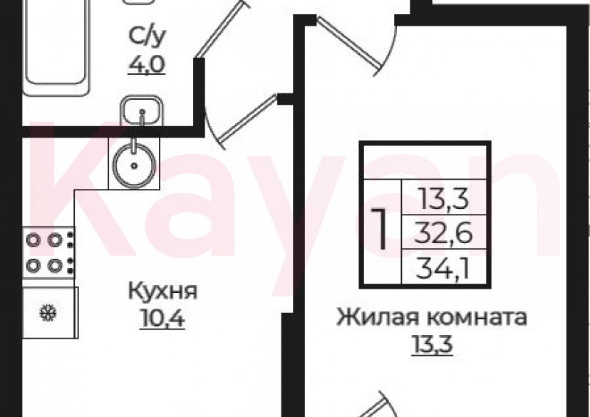 Продажа 1-комн. квартиры, 32.6 кв.м фото 0