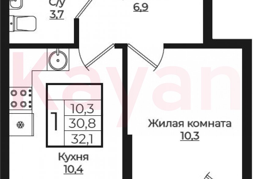 Продажа 1-комн. квартиры, 30.8 кв.м фото 0