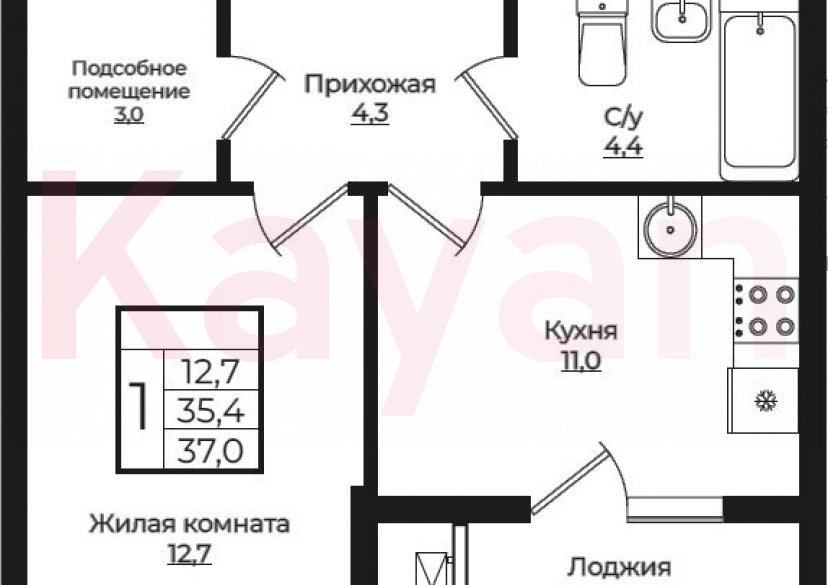 Продажа 1-комн. квартиры, 35.4 кв.м фото 0